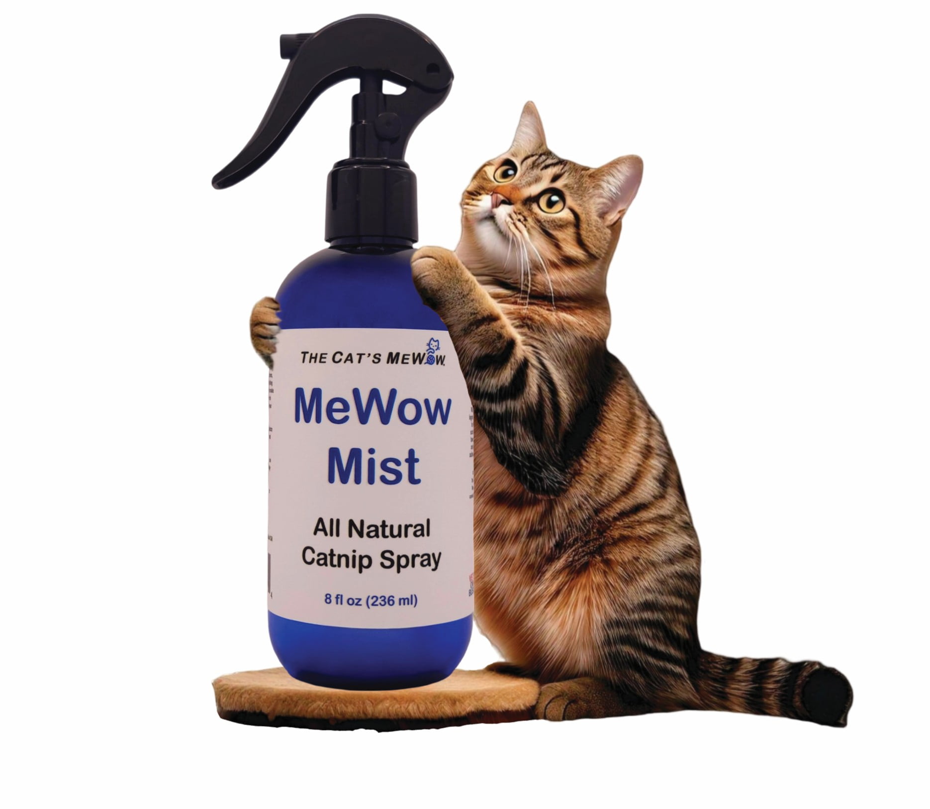 The Cat's MeWow MeWow Mist All Natural Extremely Potent Catnip Spray for Toys, Teasers, Kickers, Beds, Towers, Scratchers, and More. 8 fl oz Made in America
