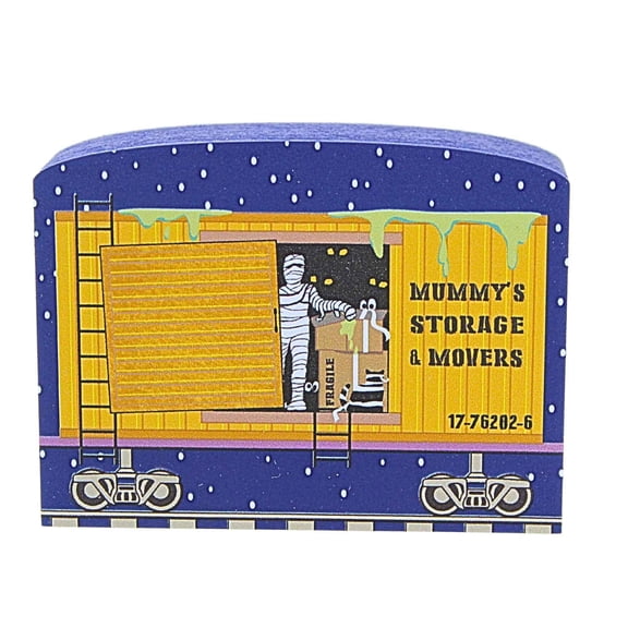 Cat's Meow Village 2.25In Mummy's Storage & Movers Train Car, Wood, Mummy Black Cat Buzzard Express 26634Cxz