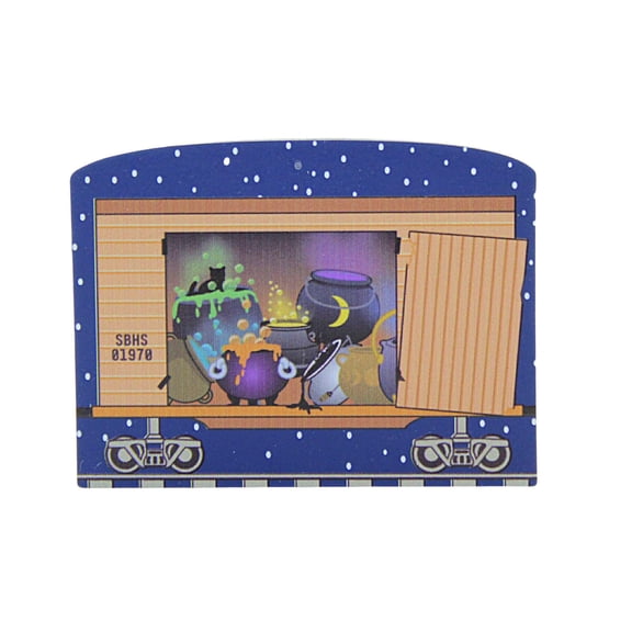 Cat's Meow Village 2.25In Cauldrons Train Car, Wood, Halloween Rails Bubbling Cauldrons 23634
