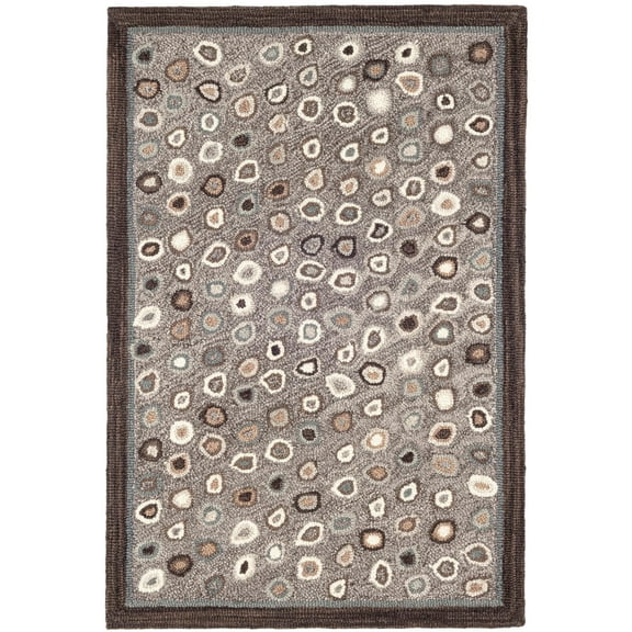 Dash & Albert Cat's Paw Hand Micro Hooked Wool Rug, 2' 6" x 8', Grey