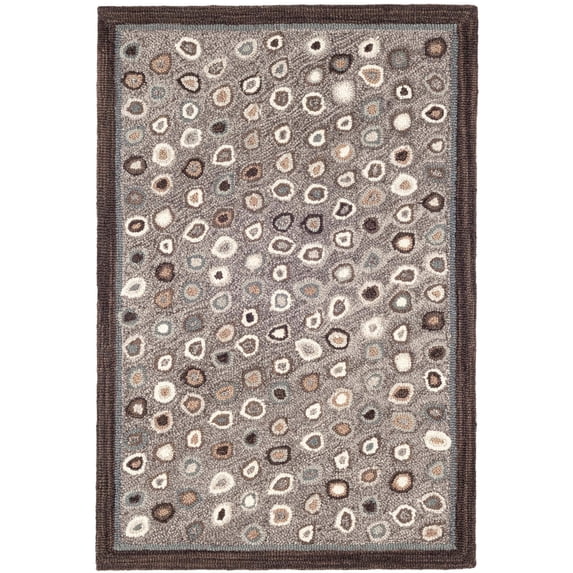 Dash & Albert Cat's Paw Hand Micro Hooked Wool Rug, 2' x 3', Grey