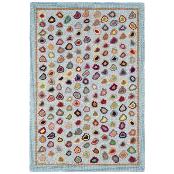 Dash & Albert Cat's Paw Hand Micro Hooked Wool Rug, 3' x 5', Blue