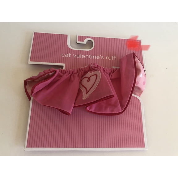 Cats Pet Valentines Ruff Pink Heart Embroidered New