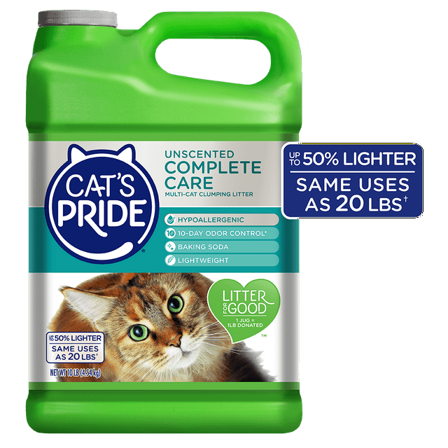 Cat's Pride Complete Care Unscented Hypoallergenic Multi-Cat Clumping Litter, 10 lb Jug