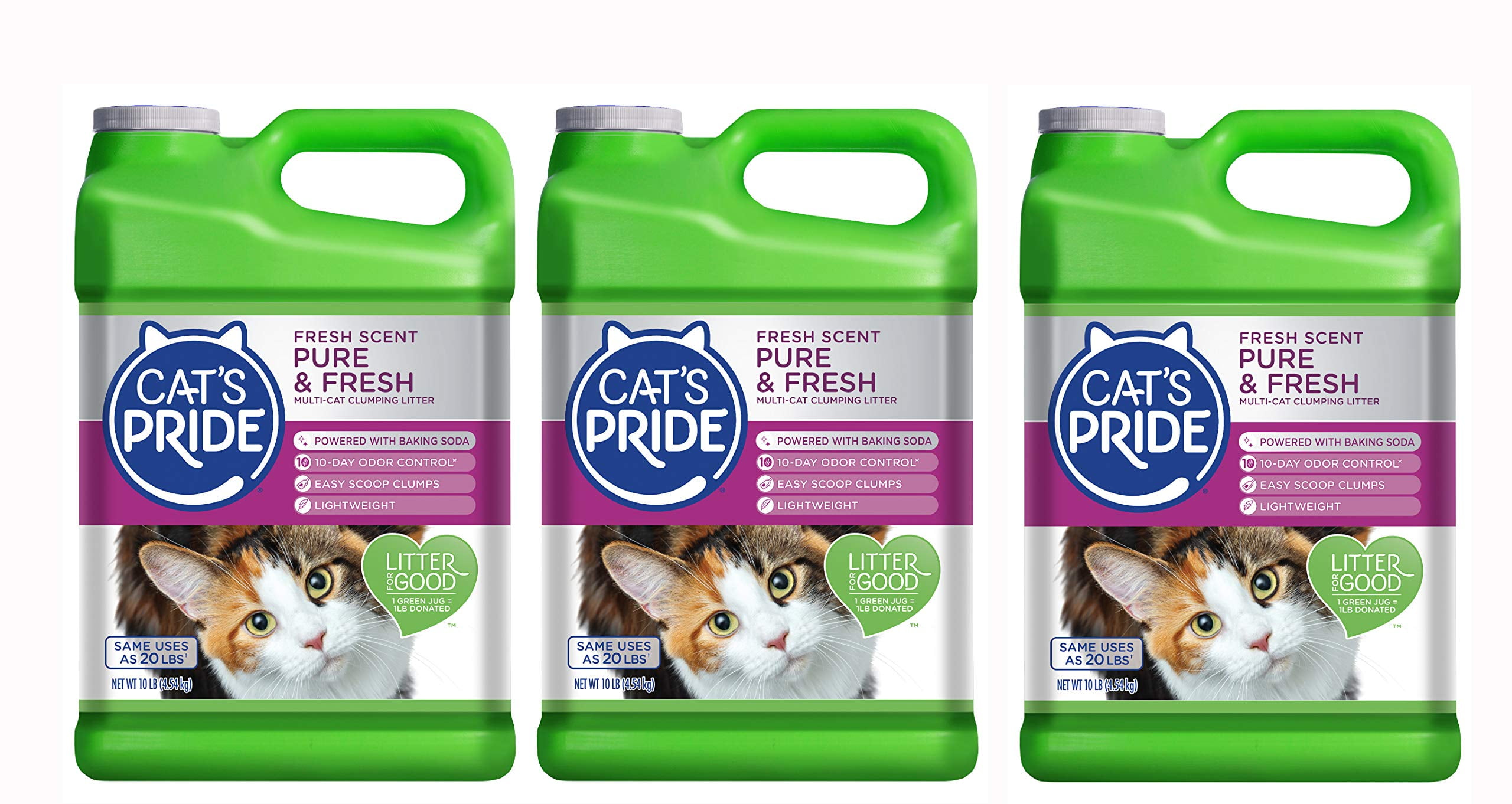 Cat's Pride Fresh Scent Pure & Fresh Multi-Cat Clumping Litter, 10-Pound Jug, Pack of 3 (C47510-C40) C80