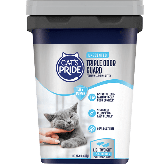 Cat's Pride Max Power Triple Odor Guard Unscented Clumping Cat Litter 26lb pail