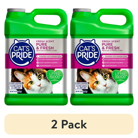 (2 pack) Cat's Pride Pure & Fresh Scented Multi-Cat Clumping Cat Litter, 10 lb Jug