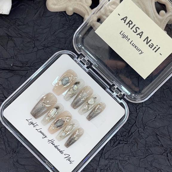 Cat's eye magic mirror powder shape smudging hand-worn nail piece light luxury pure handmade high quality control nail