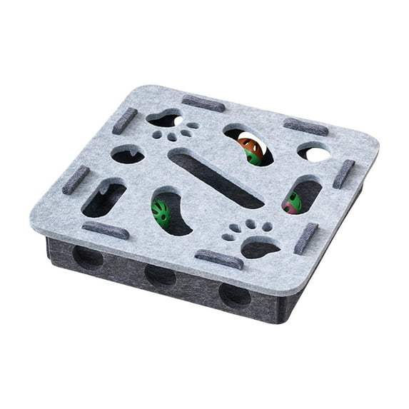 Cat scratch puzzle box,11" Cat toy ball track,Felt Maze Box Kittern Toys Pet Cat Games Self Play Fun Exercise Hide Seek Moving Cat Toy for Bored Cats Encourages Hunting Instincts,3 balls