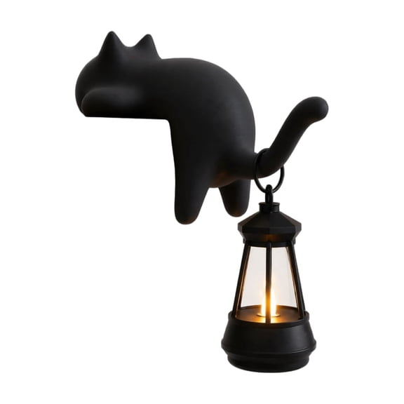 Cat-shaped Book Light 3D Printed Decorative Lamp, Hanging Vintage Lantern with Flame Effect, Suspended Cat Pendant Light for Reading