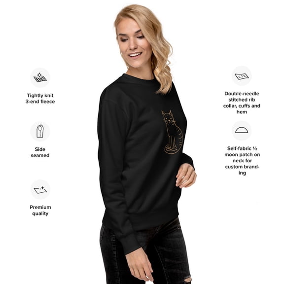 Cat sits Unisex Premium Sweatshirt (Black, S)