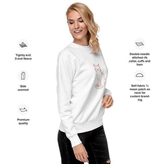Cat sits Unisex Premium Sweatshirt (White, 2XL)
