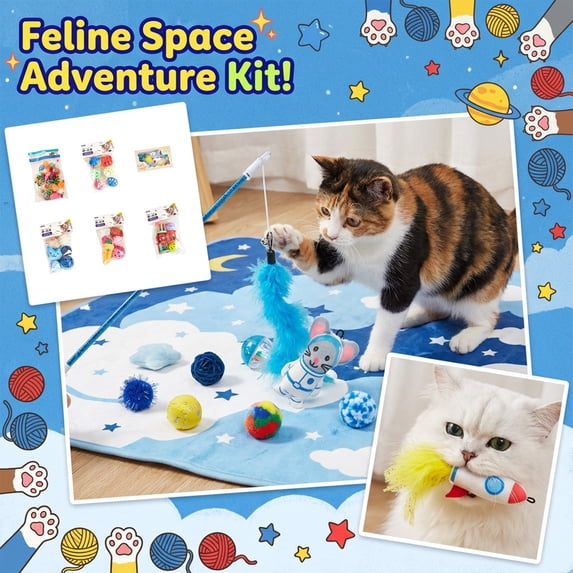 Cat Crinkle toys, Stimulating Cat toys, Enrichment for indoor Cats, Kitten toys for indoor Kittens, Chew Proof, Mixed Shapes, 1 Set