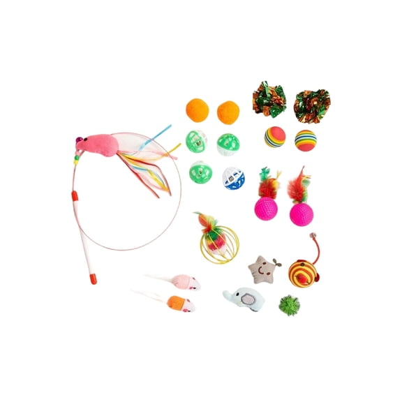 Cat toys interactive for indoor Cats, interactive Cat toy Ball, Bell Accents, Cat Entertainment for indoor Cats, Bright tones, 20 Pack (164 Chars)
