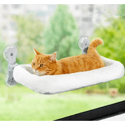 Cat window perch for indoor cats with Warm Spacious Cat Bed for Sunbathing, Napping & Overlooking Cat Hammock All Weather White