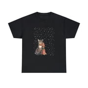 Cat with Beautiful Scarf in Snow T-shirt