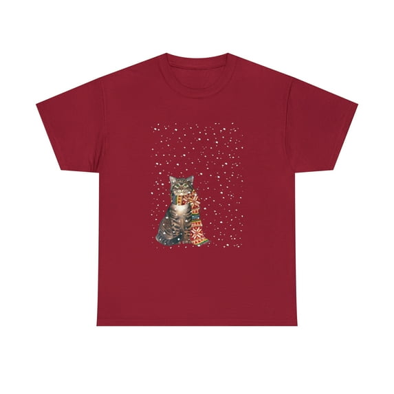 Cat with Beautiful Scarf in Snow T-shirt
