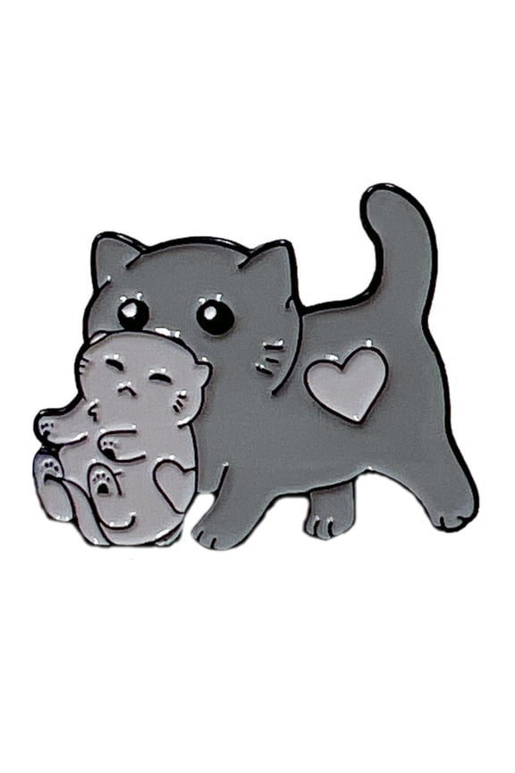 Cute Kitty Cat with Cub Enamel Pin Adorable Lapel Badge for Cat Lovers, Perfect for Jackets, Bags, and Gifts