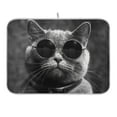 thumbnail image 1 of Cat with Glasses Dish Drying Mat 16x18 Absorbent Microfiber Draining Rack Pad for Kitchen Counter Sink, 1 of 8