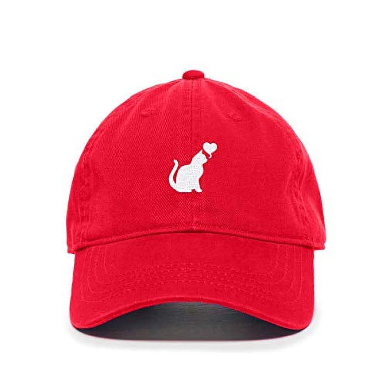Cat with Heart Baseball Cap Embroidered Cotton Adjustable  display picture 3
