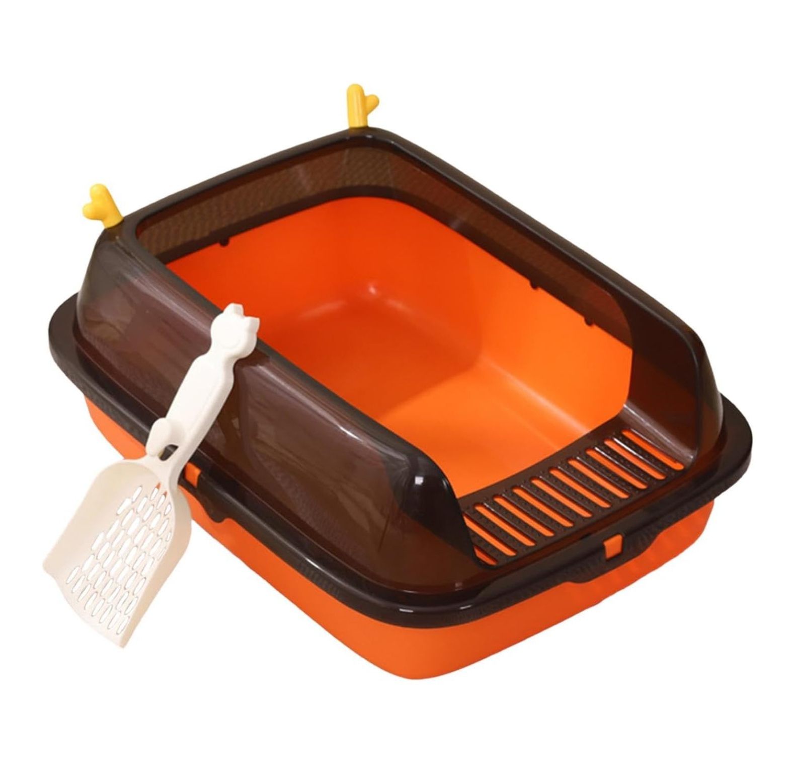 Cat with High Sides Cat Sand Box, Cat Litter Container Open Top Pet