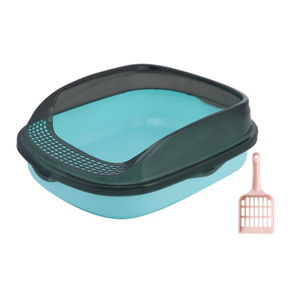 Cat with Scooper Pet Litter Tray for Medium Large Cats Small Pets light blue large
