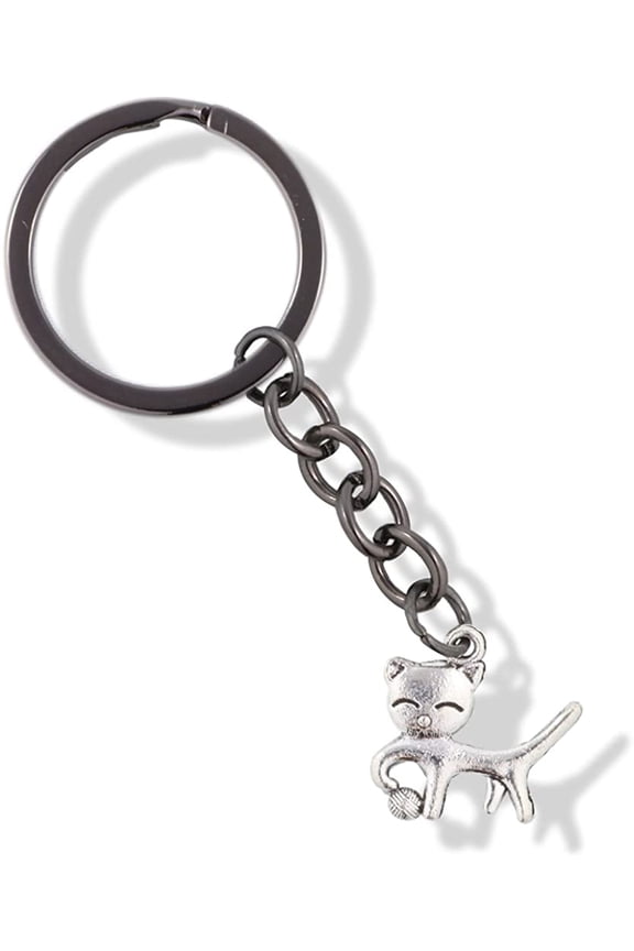 Cat with Smiling Eyes Charm Keychain