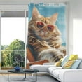 Cat with Sunglasses on Chair Blackout Curtains W82 x L42 1 Panel Window