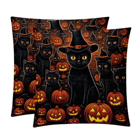 Cat with Unique Patterns Covers - Set of 2 Throw Pillows for Home Decor - Available in 16x16, 18x18, 20x20 Inches for Various Occasions
