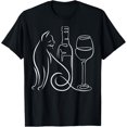 thumbnail image 1 of Cat with wine, wine lover, winemaker T-Shirt, 1 of 4
