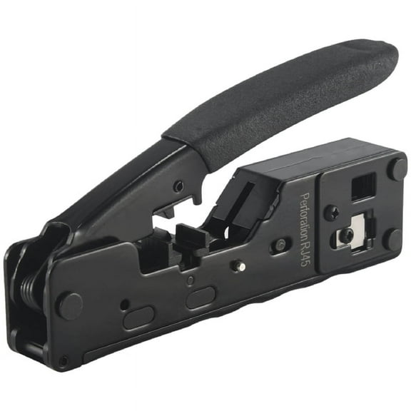 Cat5 Cat6 Cat7 Pass Through Crimper for RJ45 RJ12 RJ11 Network Connectors Modular Plugs Ethernet Cables EZ Crimp Tool,1 x Cable Crimper,Black