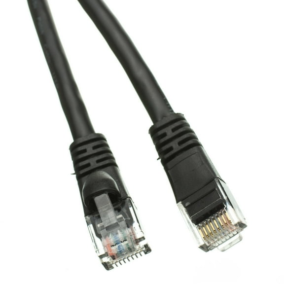 Cat5E Black Ethernet Patch Cable, Snagless - Molded Boot, 2 Foot