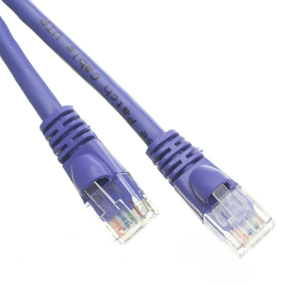 Cat5E Purple Ethernet Patch Cable, Snagless - Molded Boot, 1 Foot