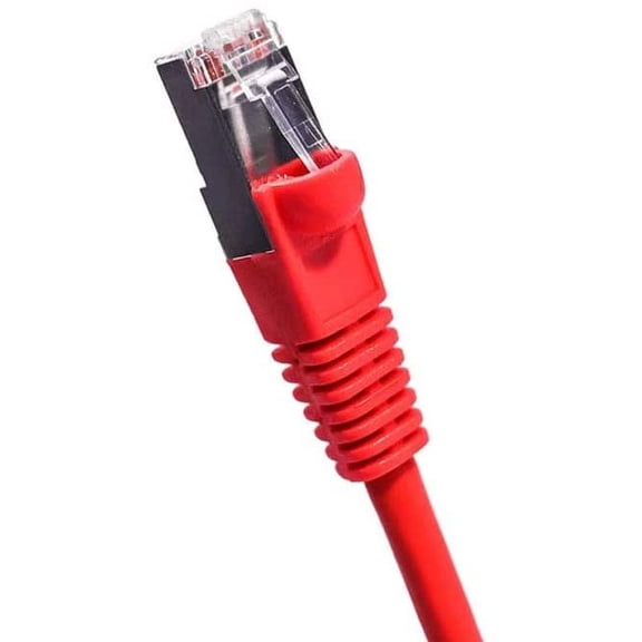 Cat5E Shielded Ethernet Patch Cable Red 50ft - Internet Cable Snagless Boot Network Wire - High Speed Ethernet Patch Cable 350MHz FTP Cord - 4 UTP 24AWG Stranded Pure Copper Wire