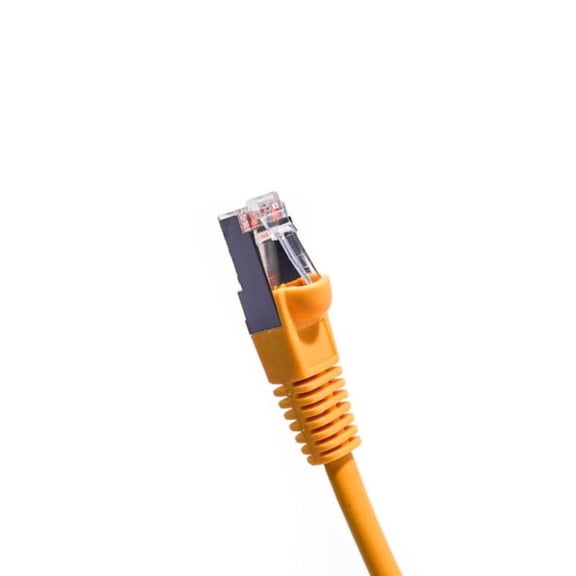 Cat5E Shielded Ethernet Patch Cable Yellow 2ft - Internet Cable Snagless Boot Network Wire - High Speed Ethernet Patch Cable 350MHz FTP Cord - 4 UTP 24AWG Stranded Pure Copper Wire