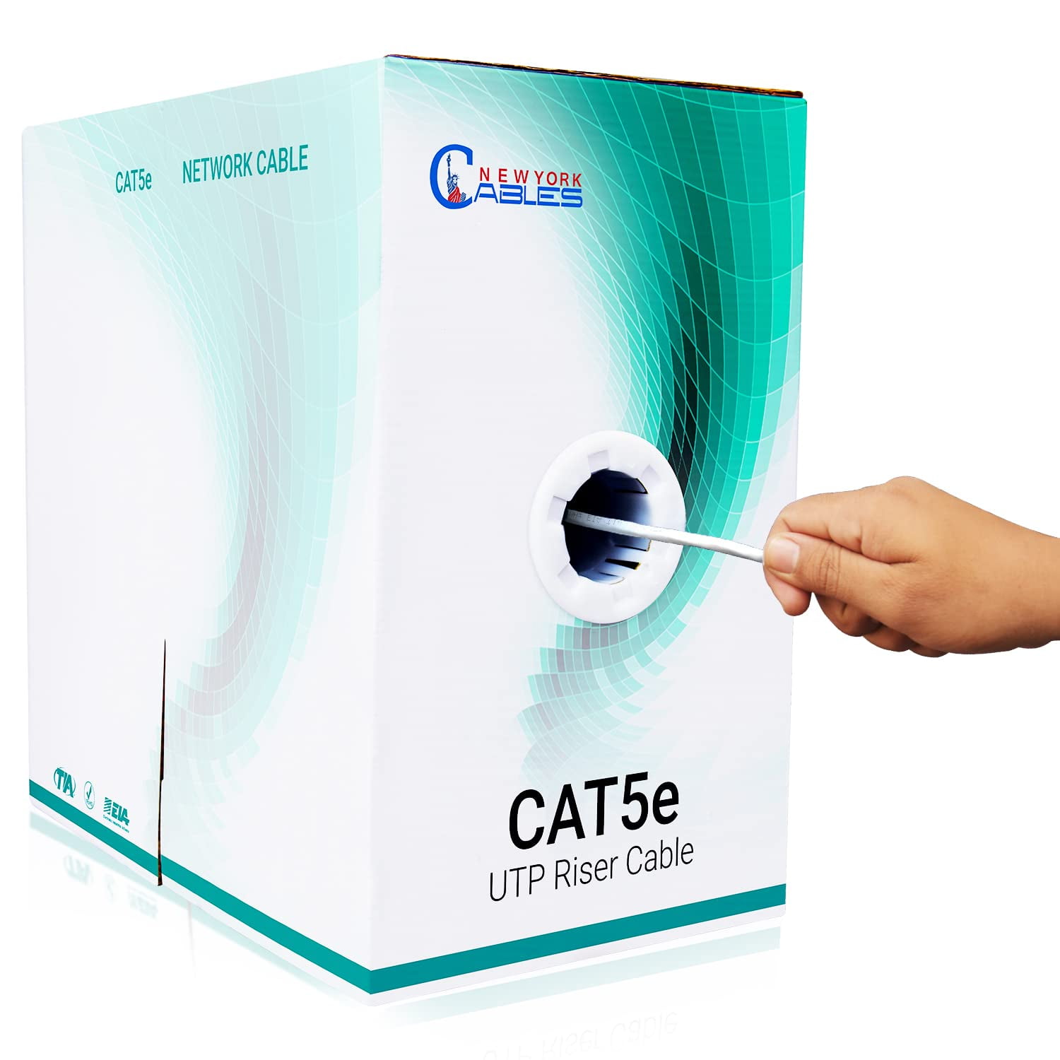 Cat5e Cable 1000ft, 24 AWG, 350MHz, Cat5e Riser Cable (CMR) UTP Cat 5e