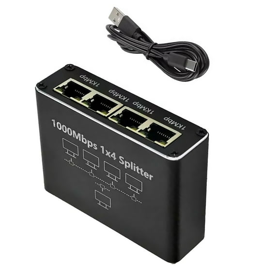 Cat5e Cat5 Compatible Network Splitter Gold-Plated RJ45 Ports for Stable Signal Transmission