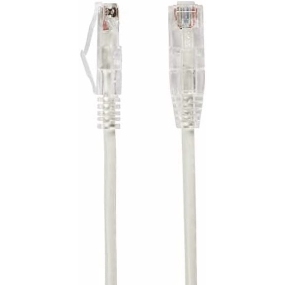 Cat5e Ethernet Cable, Solid Copper 24AWG UTP, Strain Relief Boot, EZ RJ45 Pass Through Connector, High Speed LAN Network Cable, UL ETL, Custom Cut and Made in USA (100 ft White)