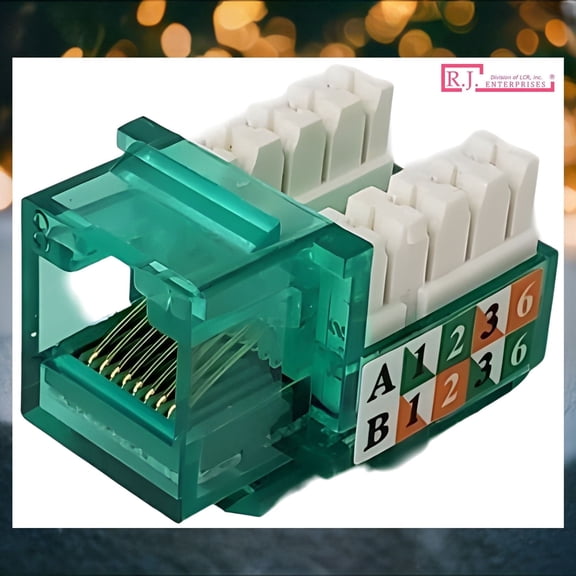 Cat5e Keystone Jack 90 degree Green-R.J. Enterprises ($18.75 for 25 Pcs)
