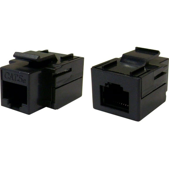 Cat5e Keystone Inline Coupler, RJ45 Female to Female Connector, CableWholesale, Black