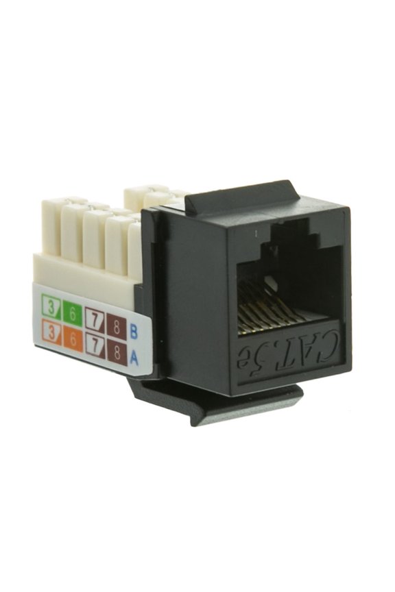 Cat5e Keystone Jack, Black, RJ45 Female to 110 Punch Down