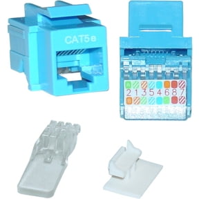 Cat5e Keystone Jack, Toolless RJ45 Female (UTP) to 110 Punch Down Connector, CableWholesale, Blue