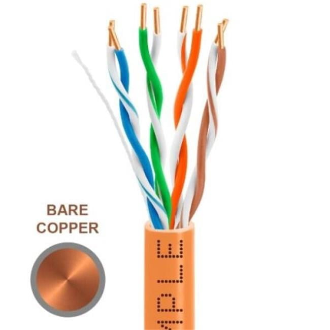 Cat5e Riser CMR 1000 ft. 24 AWG Unshielded Twisted Pair UTP Solid Bare Copper & ETL Listed 350 MHz Ethernet PVC Cable, Orange - Set of 8