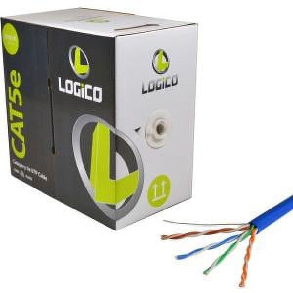 Cat5e UTP 1000ft Bulk Ethernet Network Cable 24AWG 350Mhz Pure Copper Riser Blue