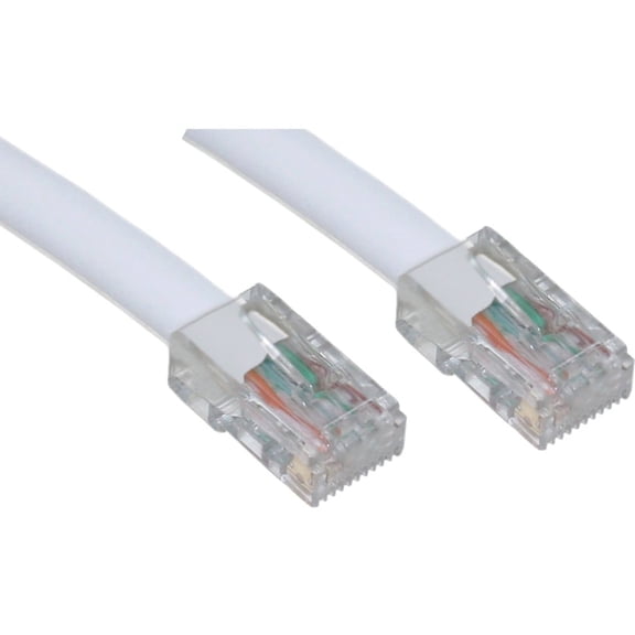 Cat5e White Ethernet Patch Cable, Bootless, 2 foot