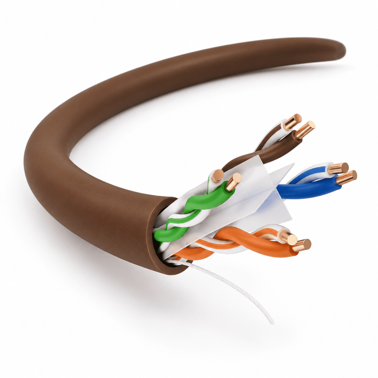 Cat6 1000ft Bulk Ethernet Cable, 23AWG Solid CCA UTP 0.57mm Brown ...