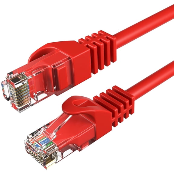 Cat6 20FT Network Ethernet Patch Cable, 550MHz Internet Wire for Router, Modem, PC, Laptop, TV, Console, Copper-Clad Aluminum, Red, Pack of 100, Cables Direct Online