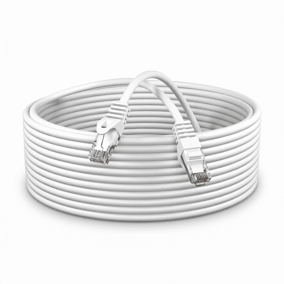 Cat6 30FT Network Ethernet Patch Cable, 550Mhz Internet Wire, Backwards Compatible with Cat5, for PC, Modem, Router, Consoles for Home and Office, White (Pack of 5)