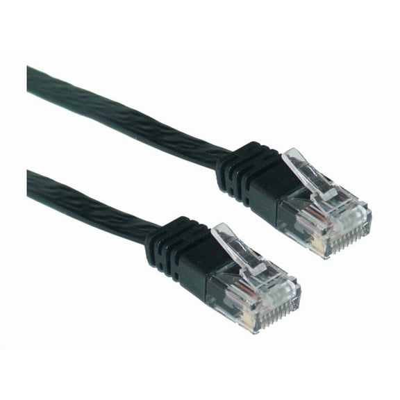 Cat6 Black Flat Ethernet Patch Cable, 32 AWG, 35 foot