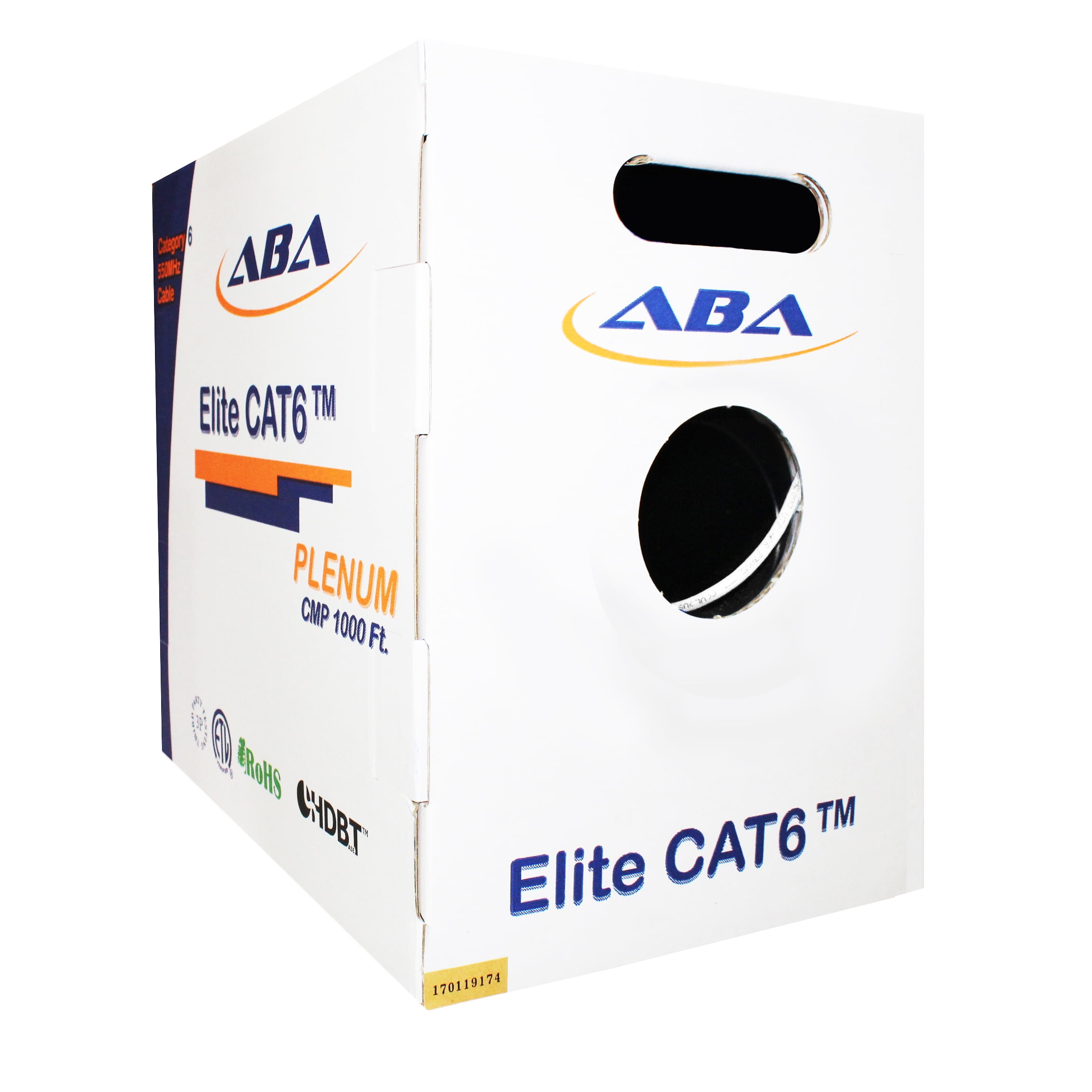 Cat6 CMP Plenum 550MHz 23AWG UTP, 1000 Feet, Solid 100% Pure Copper, UL ...